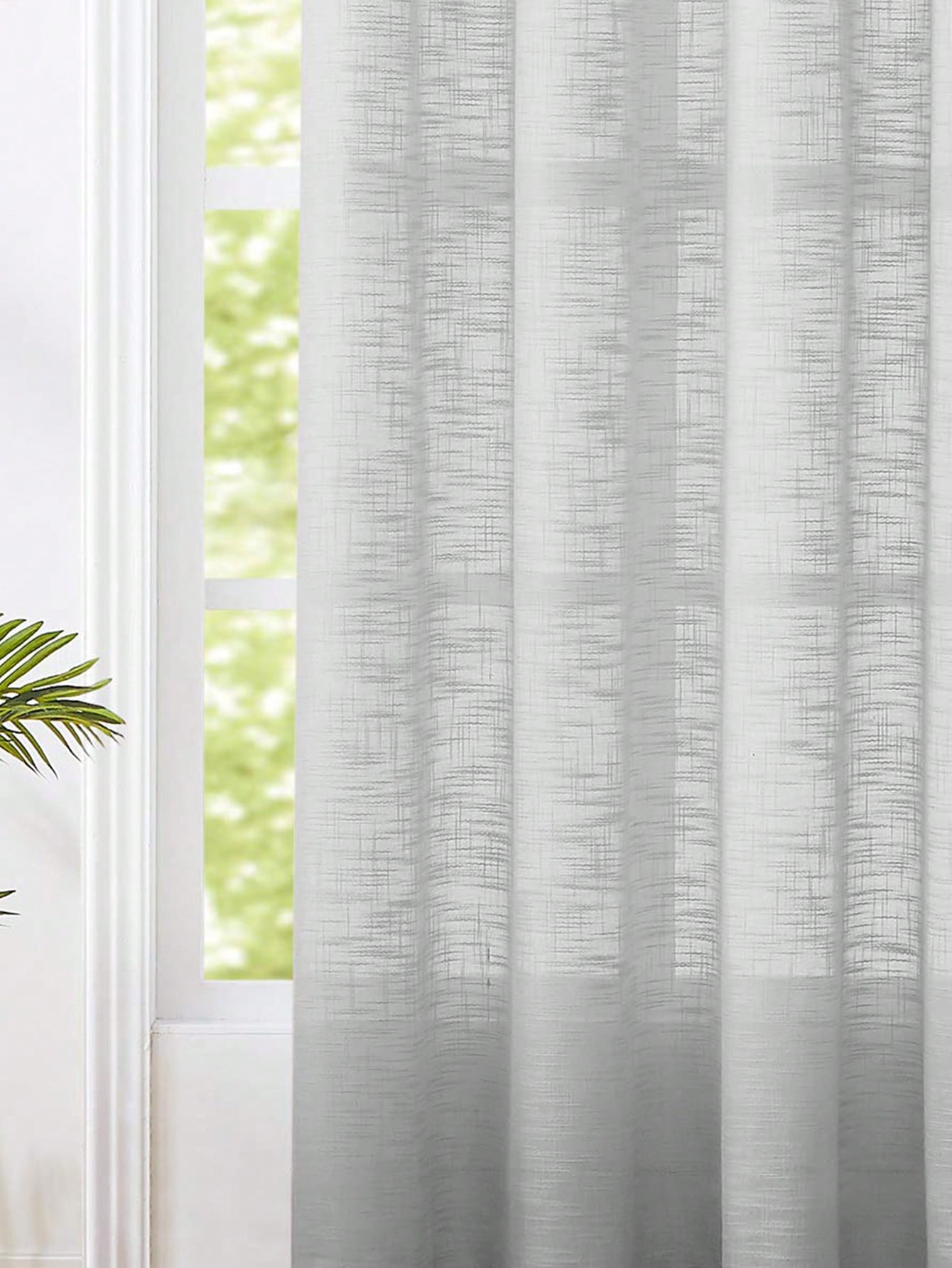 Grey Polyester Linen Texture S - đánh giá và giá Linen Curtain Eyelet
