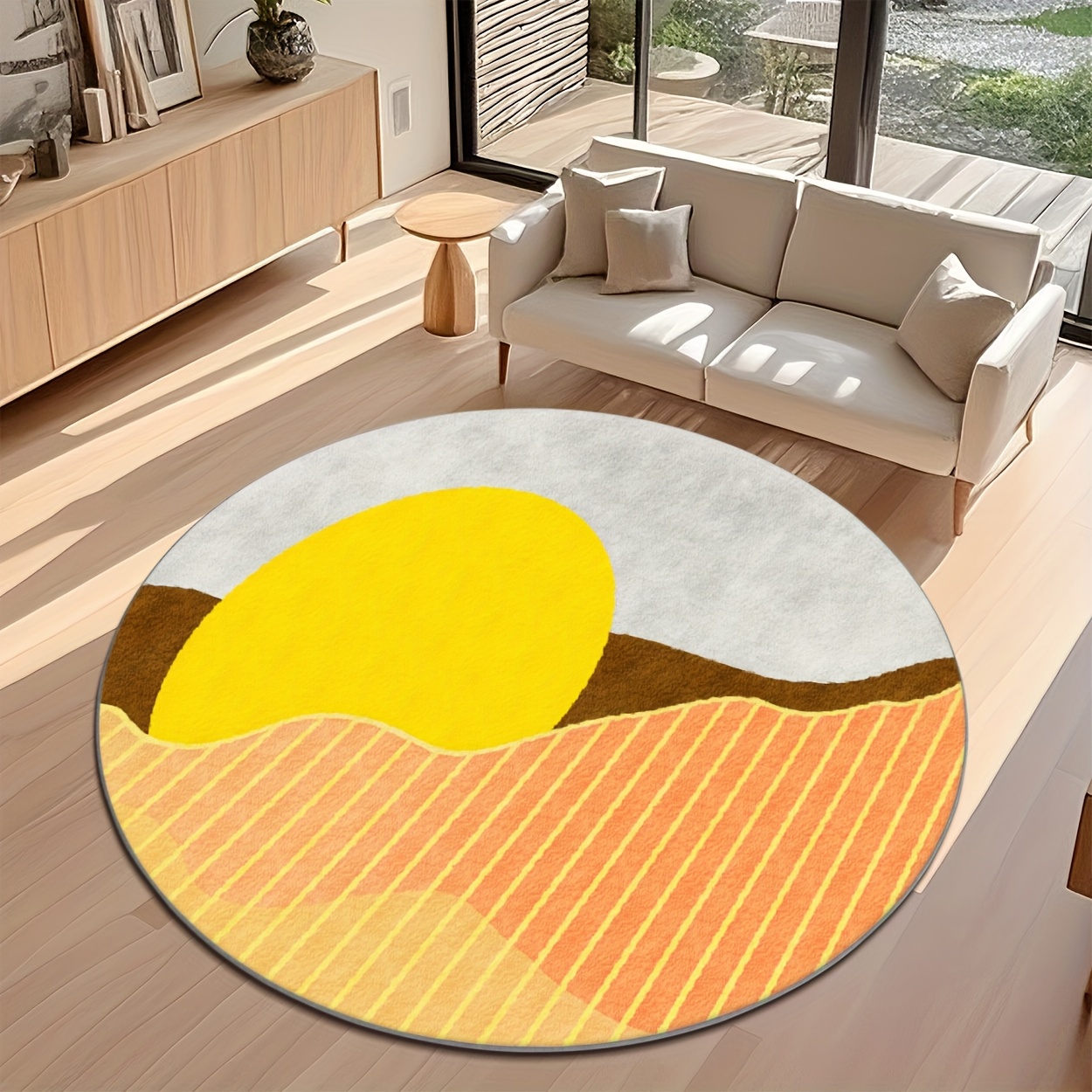 Mid Century Modern Circular Ar - đánh giá và giá Printed Rug Abstract