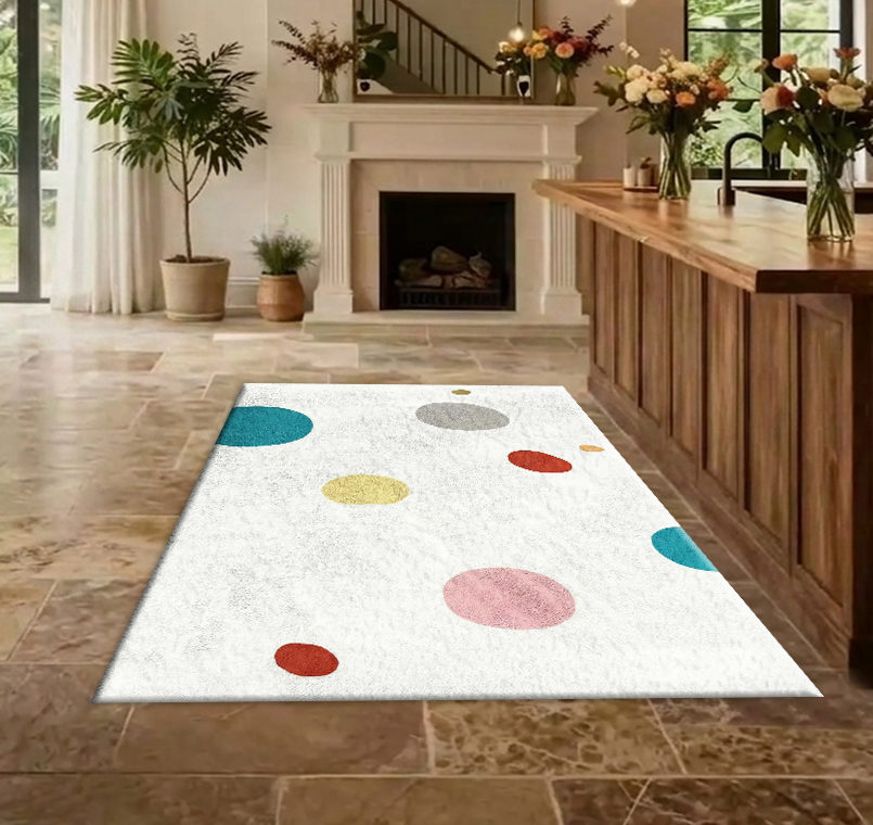 Colorful Watercolor Dot Area R - đánh giá và giá Printed Rug Abstract