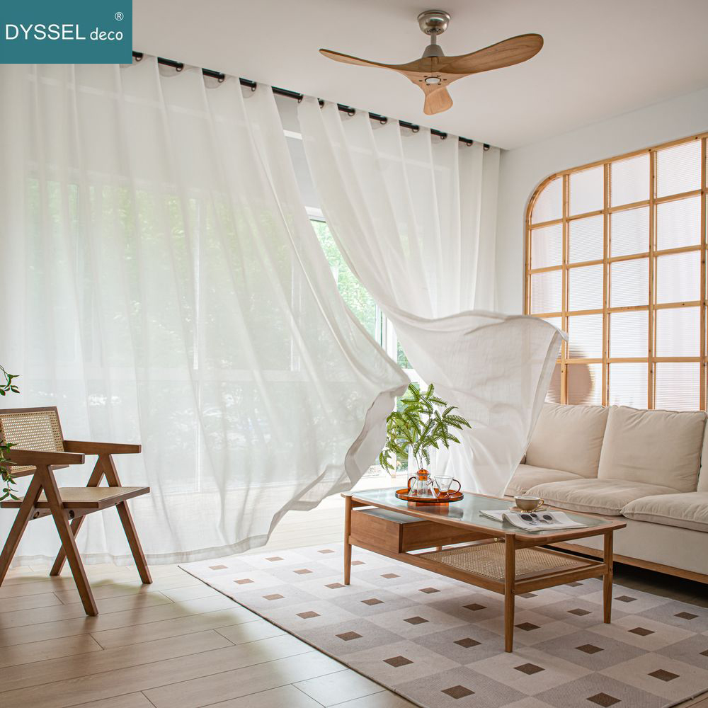 Modern White Linen Solid Sheer - đánh giá và giá Linen Curtain Eyelet