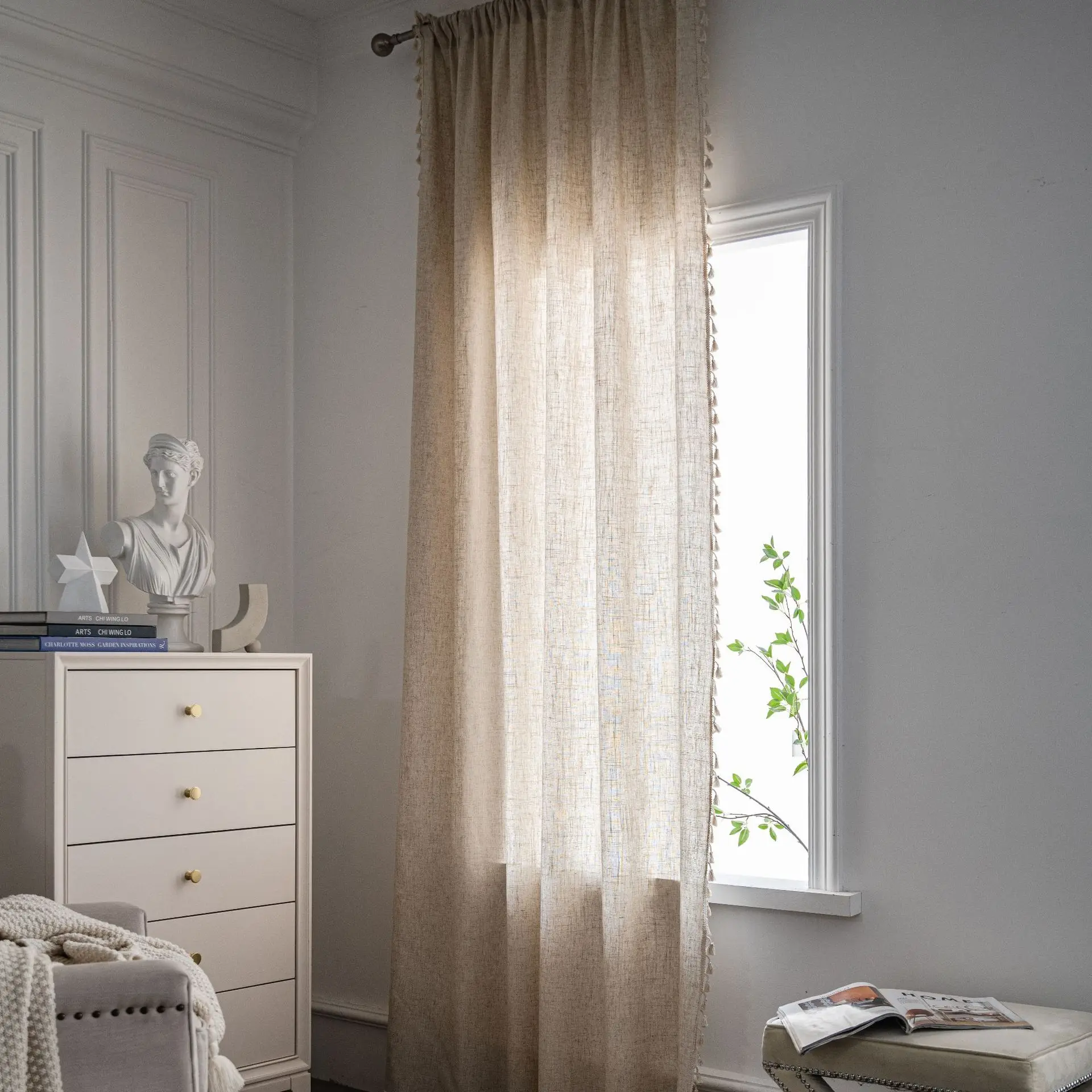 Boho Linen Semi Blackout Curta - đánh giá và giá Linen Curtain Eyelet
