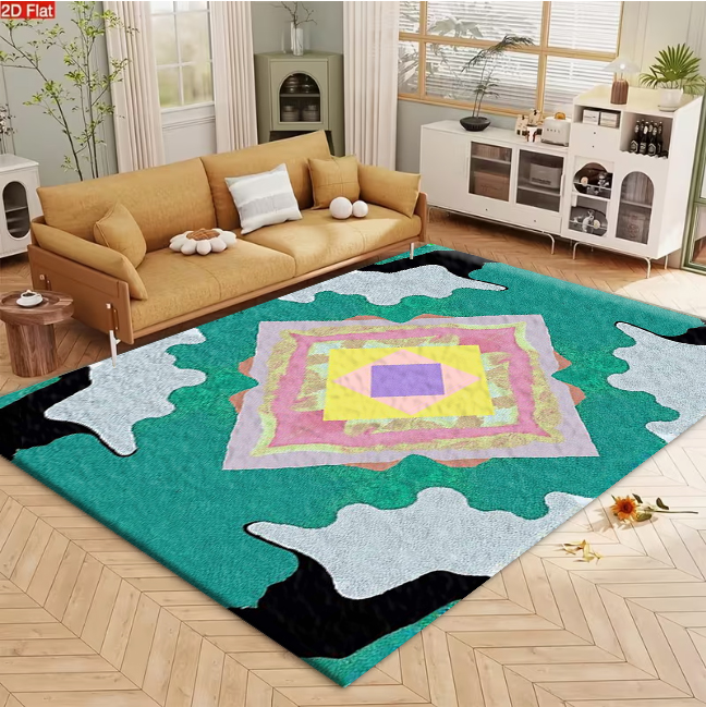 Bright Multilayer Diamond Symm - đánh giá và giá Printed Rug Abstract