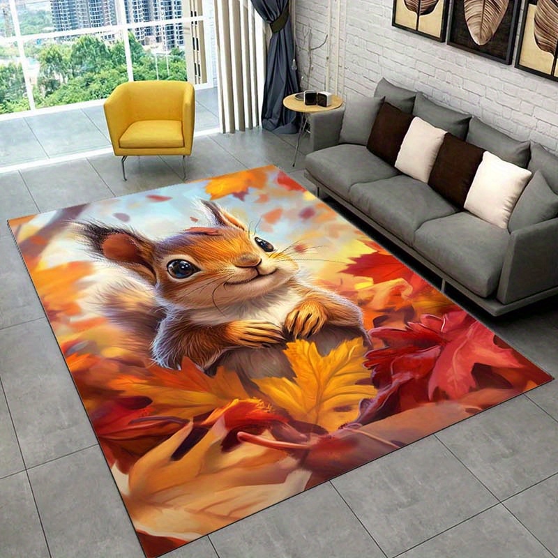 Autumn Squirrel Rug for Cozy L - đánh giá và giá Interior Design Living Room Ideas