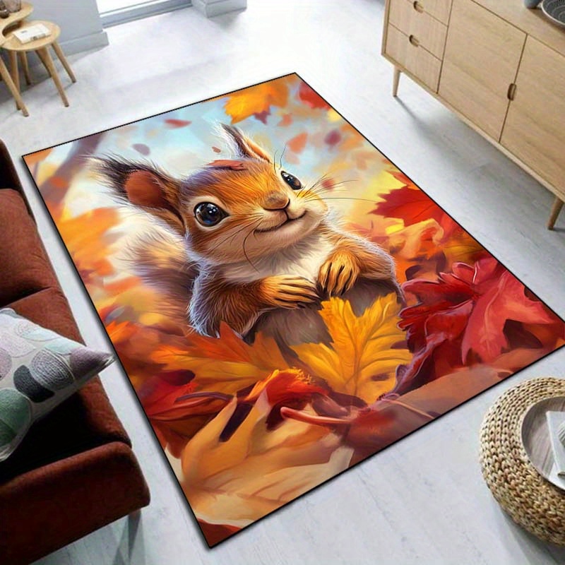 Autumn Squirrel Rug for Cozy L - đánh giá và giá Interior Design Living Room Ideas