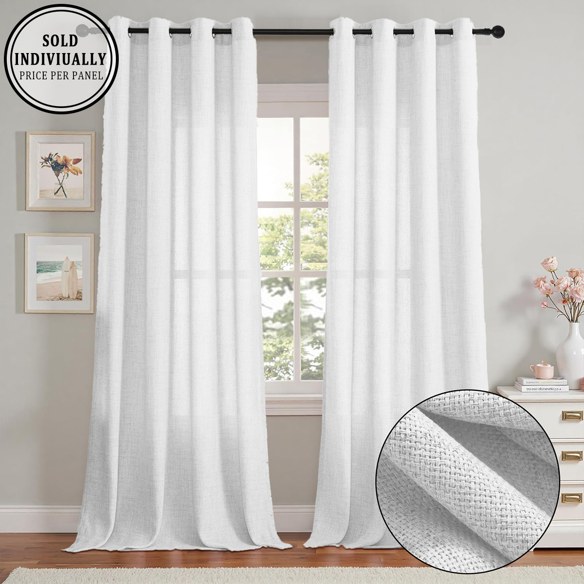 1 Piece, Solid Color Bohemian  - đánh giá và giá Linen Curtain Eyelet