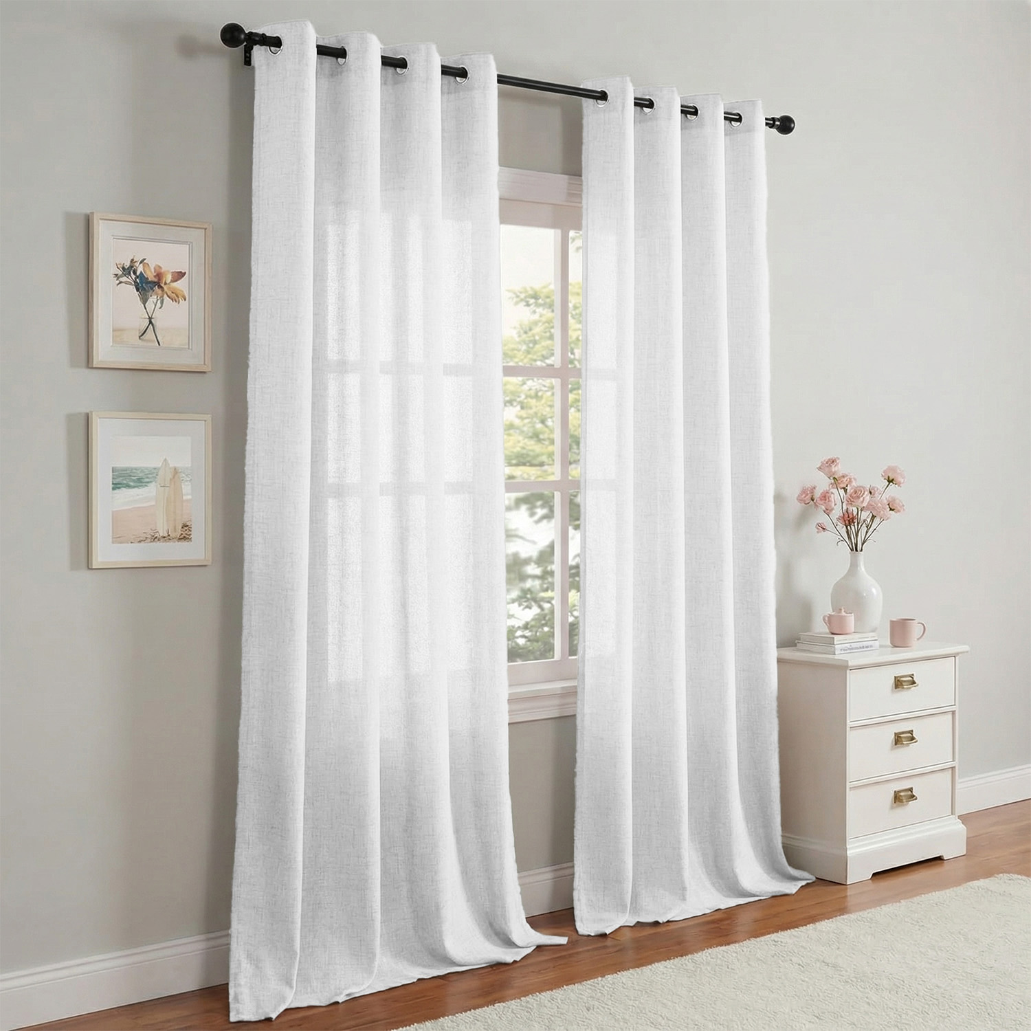 1 Piece, Solid Color Bohemian  - đánh giá và giá Linen Curtain Eyelet