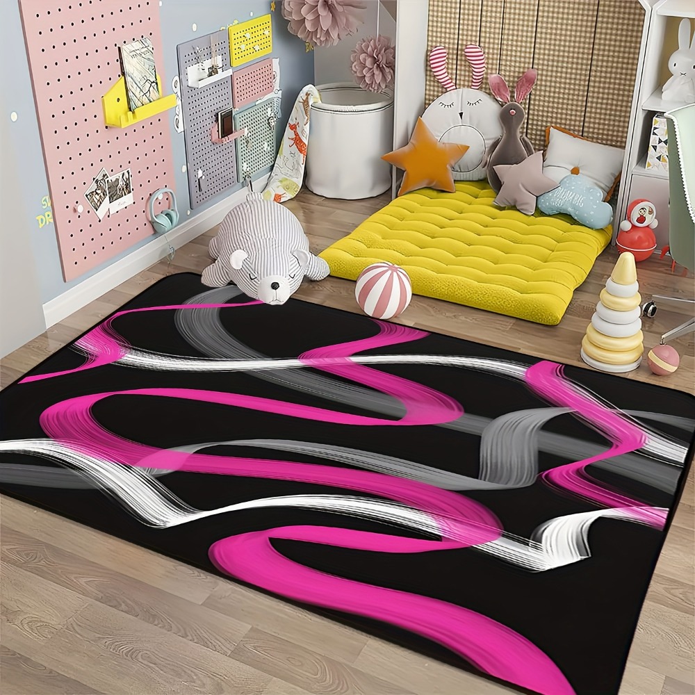 Hot Pink and Gray Black Geomet - đánh giá và giá Printed Rug Abstract