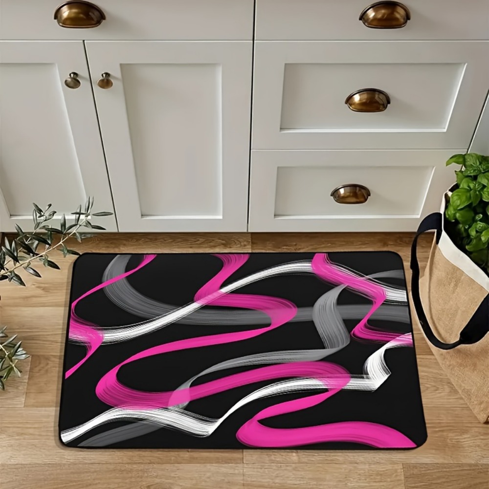 Hot Pink and Gray Black Geomet - đánh giá và giá Printed Rug Abstract