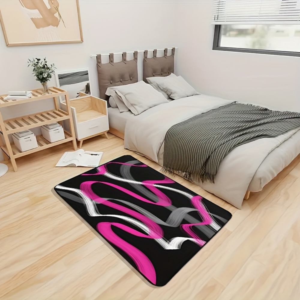 Hot Pink and Gray Black Geomet - đánh giá và giá Printed Rug Abstract
