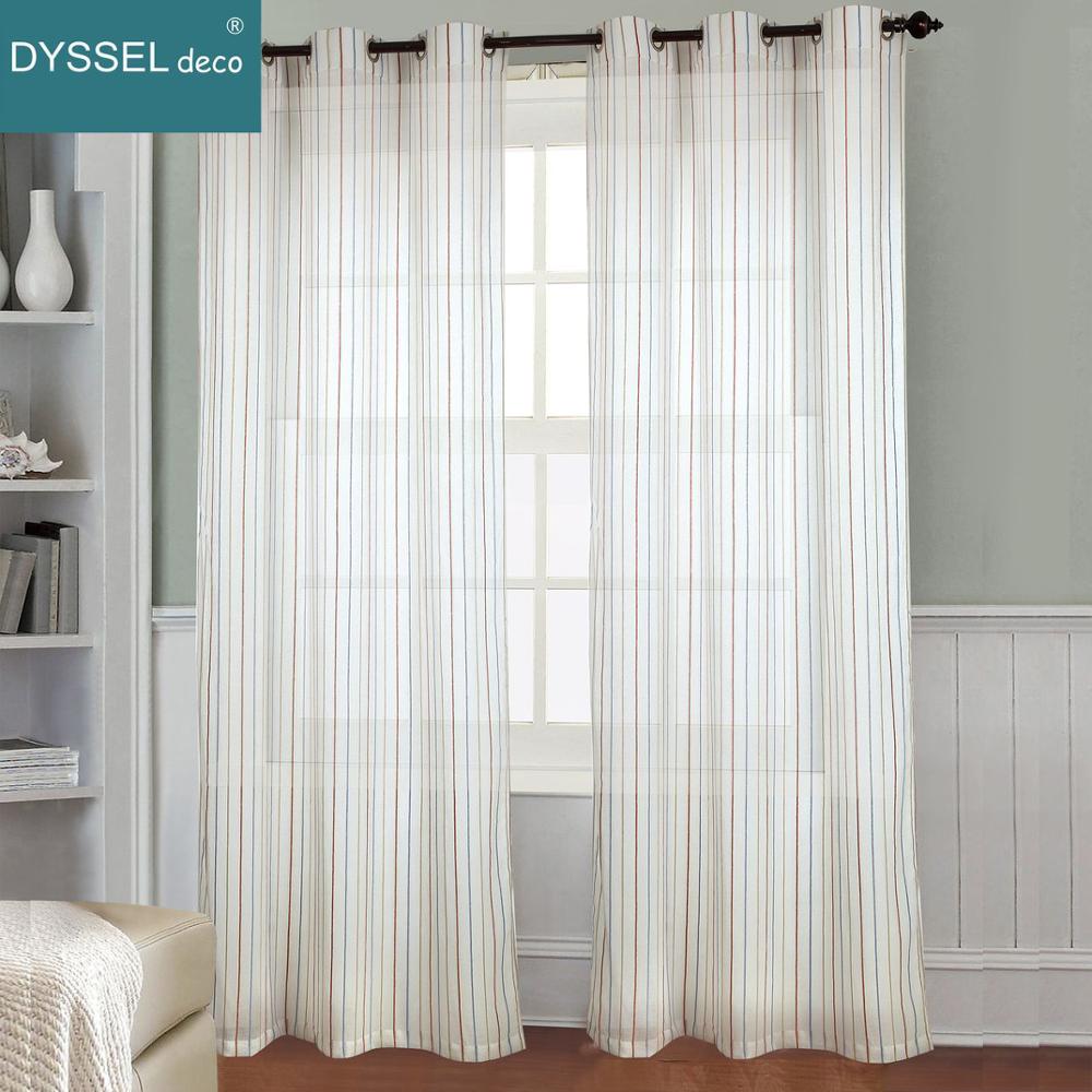 Modern White Striped Linen She - đánh giá và giá Linen Curtain Eyelet